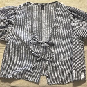 Shein Blue and White Women's Top and bottom - Size M